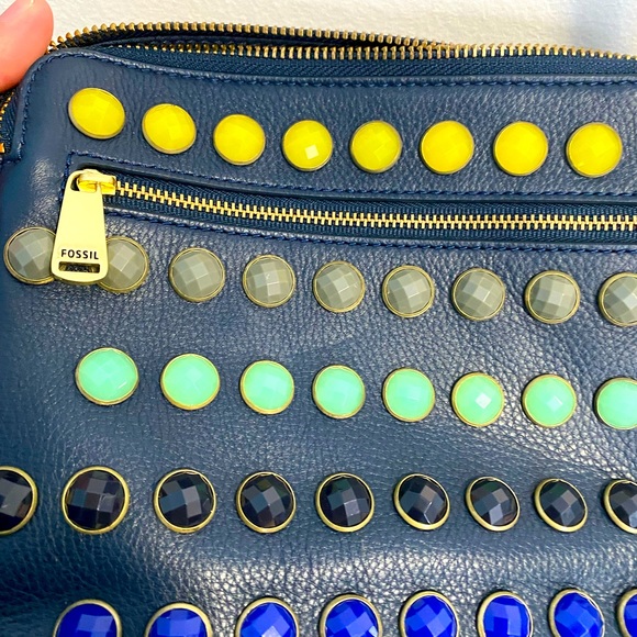 Fossil Piper Gem Navy Leather Crossbody - Picture 7 of 8